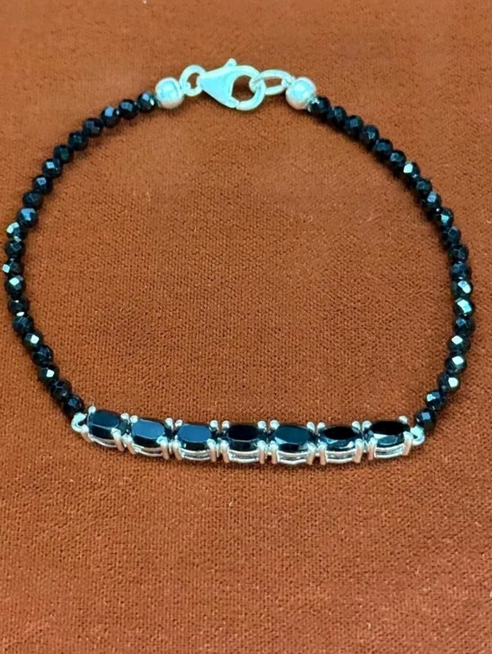 Sterling Silver Thai Black Spinel Bracelet